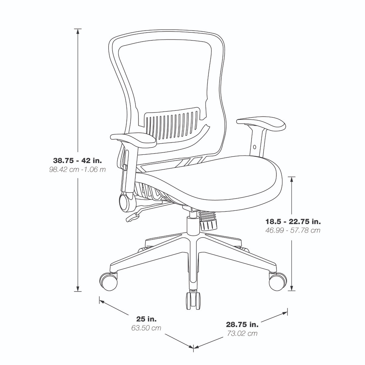 Professional Air Grid® Back Manager’s Chair with Fabric Seat, Adjustable Arms and Angled Nylon Base