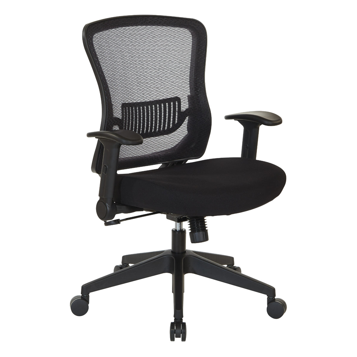 Dark Air Grid® Back and Padded Mesh Seat Manager’s Chair with Adjustable Plastic Lumbar Support, Height Adjustable Flip Arms and Nylon Base