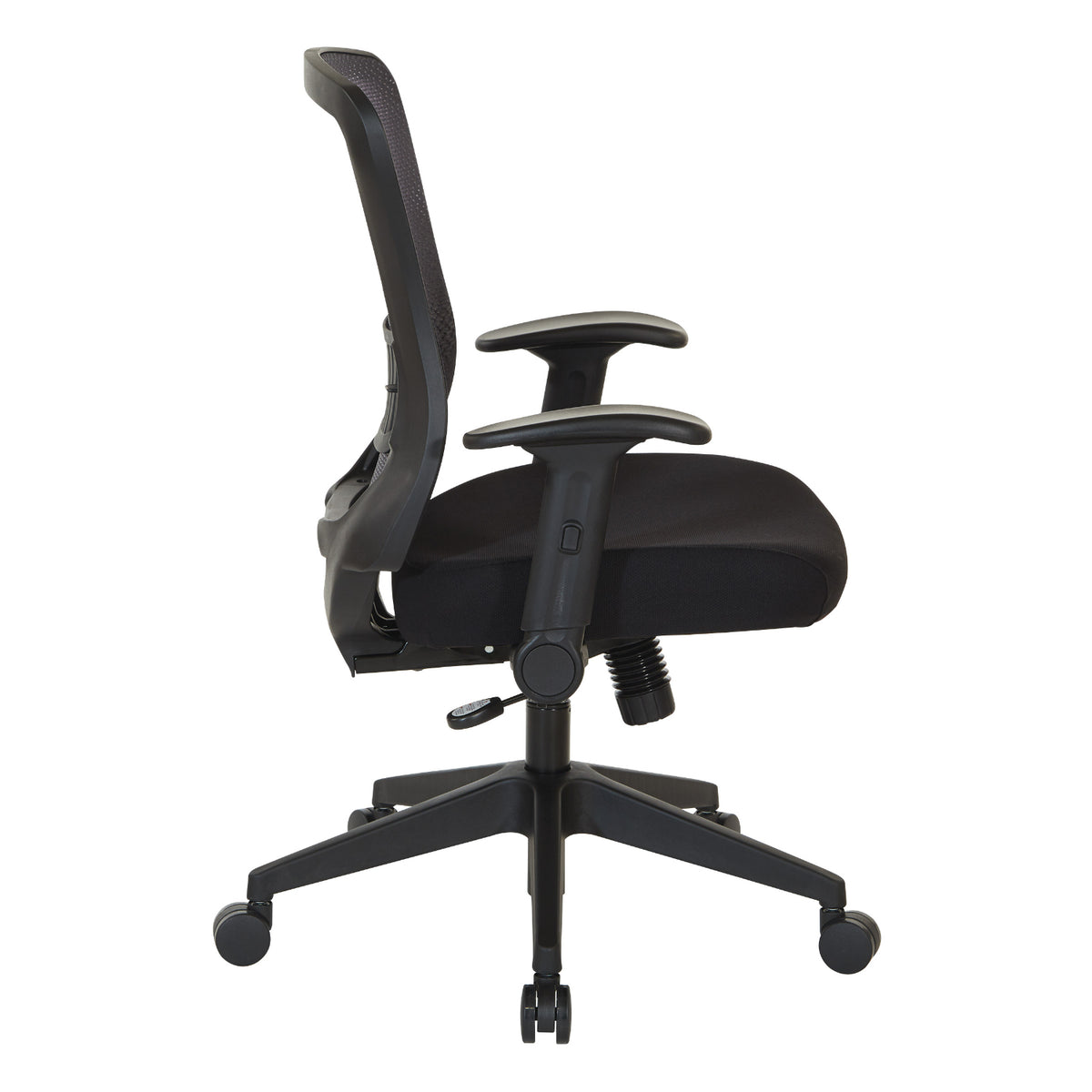 Dark Air Grid® Back and Padded Mesh Seat Manager’s Chair with Adjustable Plastic Lumbar Support, Height Adjustable Flip Arms and Nylon Base