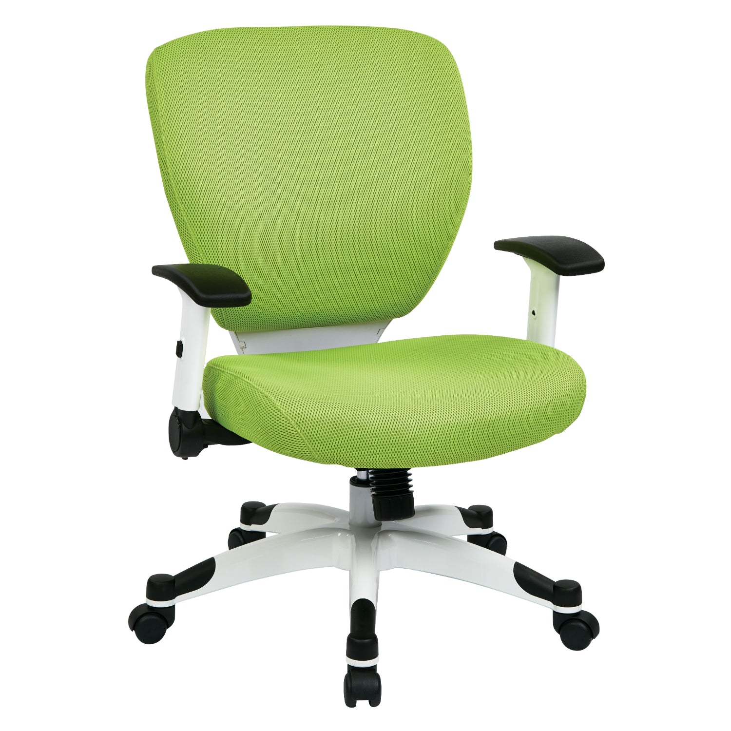 Pulsar Series White Frame Finish Manager's Chair with Padded Mesh Seat and Back, Height Adjustable Flip Arms and White Coated Nylon Base, Fun Colors