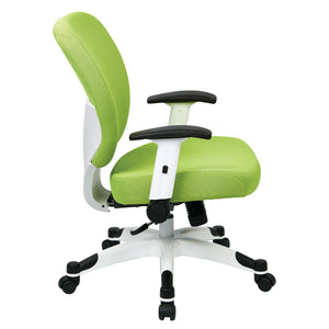 Pulsar Series White Frame Finish Manager's Chair with Padded Mesh Seat and Back, Height Adjustable Flip Arms and White Coated Nylon Base, Fun Colors