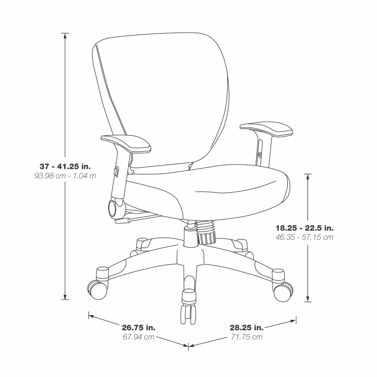 Pulsar Series White Frame Finish Manager's Chair with Padded Mesh Seat and Back, Height Adjustable Flip Arms and White Coated Nylon Base