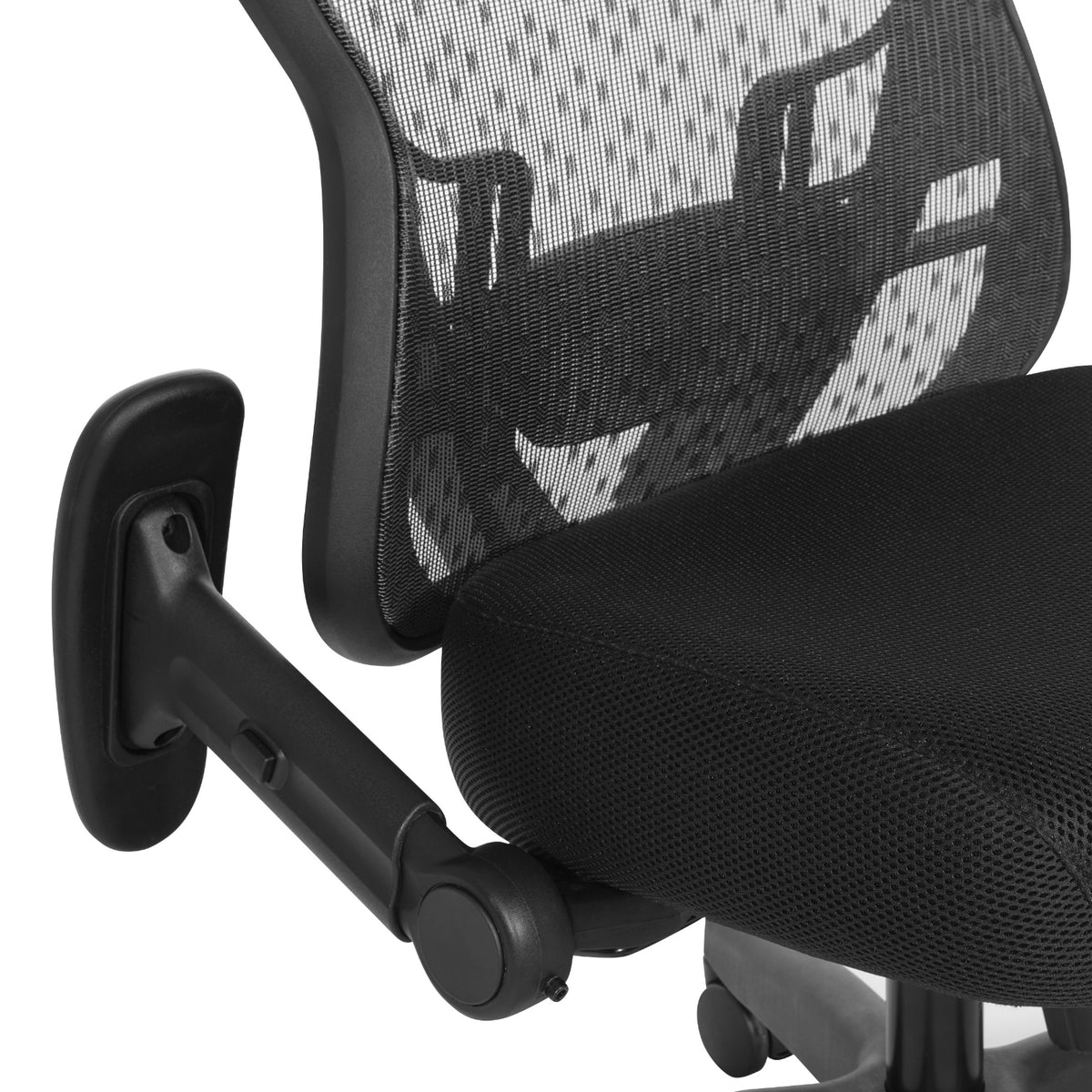 R2 SpaceGrid Back Chair with Memory Foam Black Mesh Seat, Height Adjustable Flip Arms, Adjustable Lumbar and Nylon Base