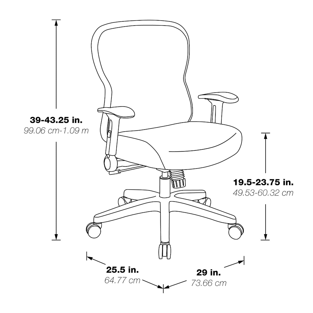 R2 SpaceGrid Back Chair with Memory Foam Black Mesh Seat, Height Adjustable Flip Arms, Adjustable Lumbar and Nylon Base