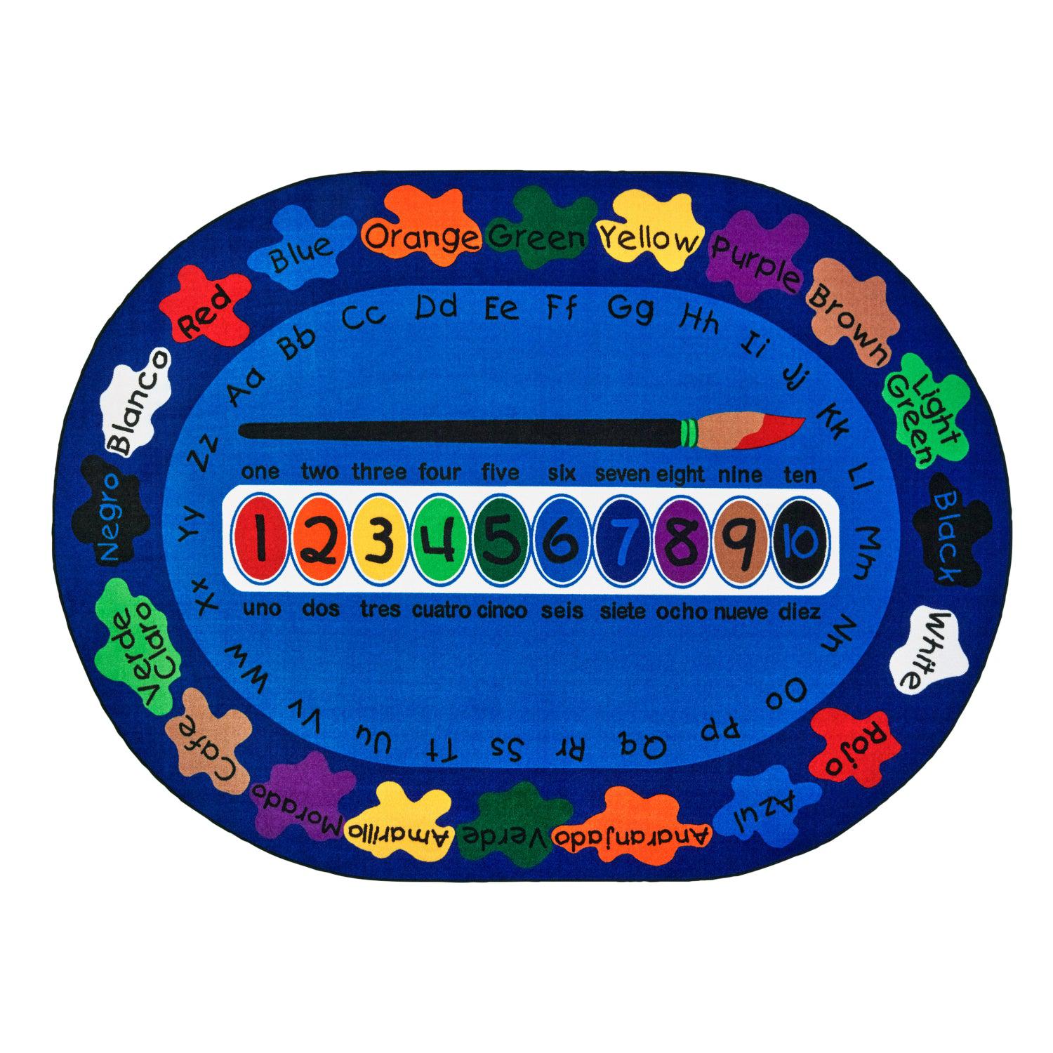 Carpets for Kids Bilingual Paint by Numero, 6'9" x 9' 5" Oval