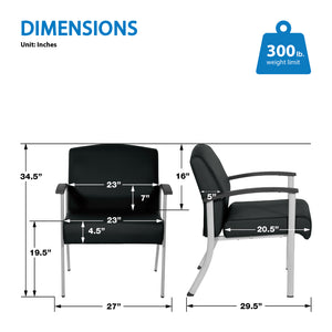 Big & Tall Silver Ion Technology Healthcare Guest Chair, 300 lb. Capacity