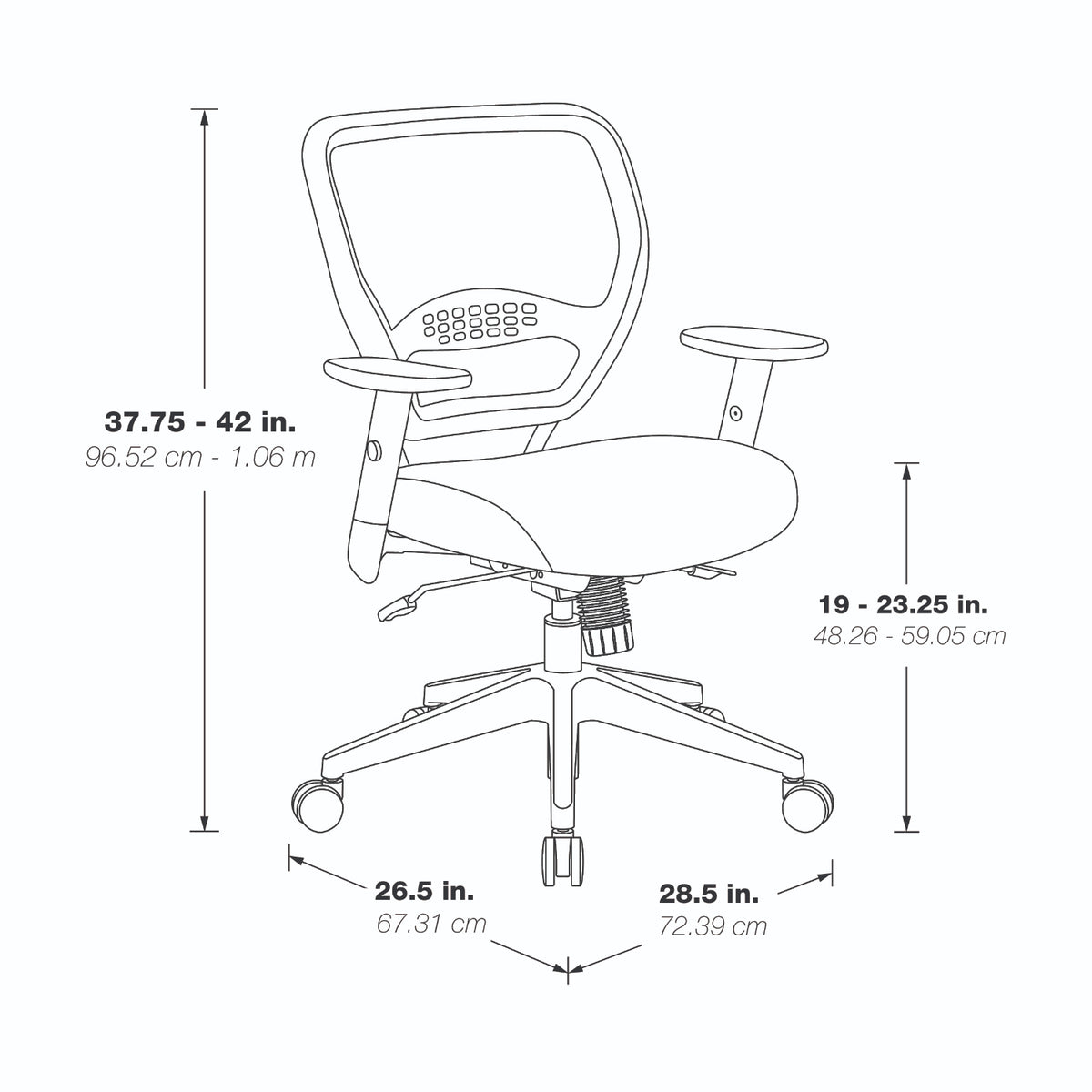 24/7 High Intensity Use Dark Air Grid® Back Task Chair with Memory Foam Black Mesh Seat, Adjustable Angled Arms and Angled Nylon Base