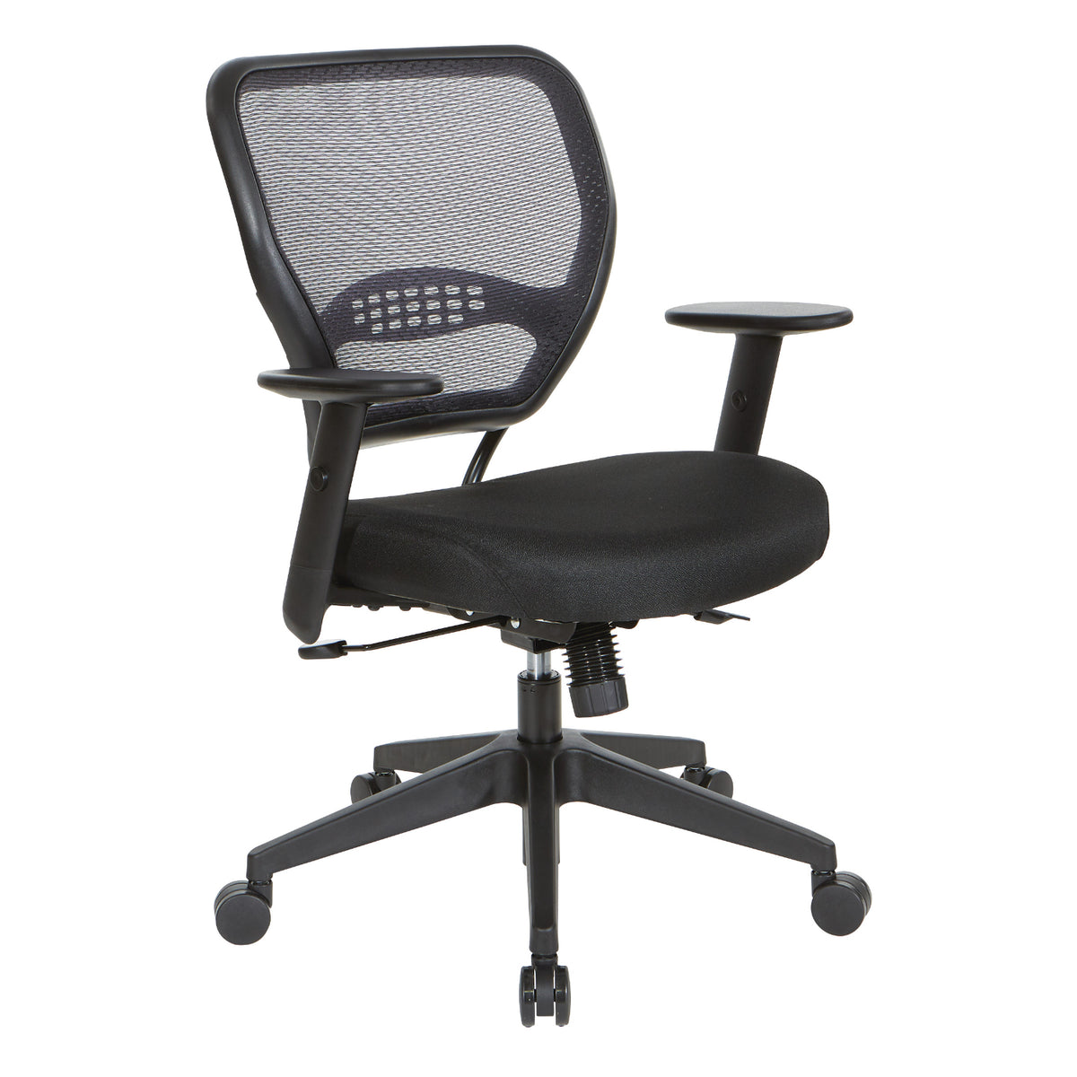 24/7 High Intensity Use Dark Air Grid® Back Task Chair with Memory Foam Black Mesh Seat, Adjustable Angled Arms and Angled Nylon Base
