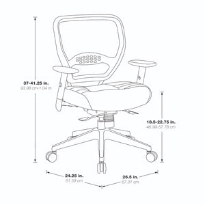 Air Grid® Back and Black Bonded Leather Seat Manager’s Chair with Adjustable Angled Arms, Seat Slider and Angled Nylon Base