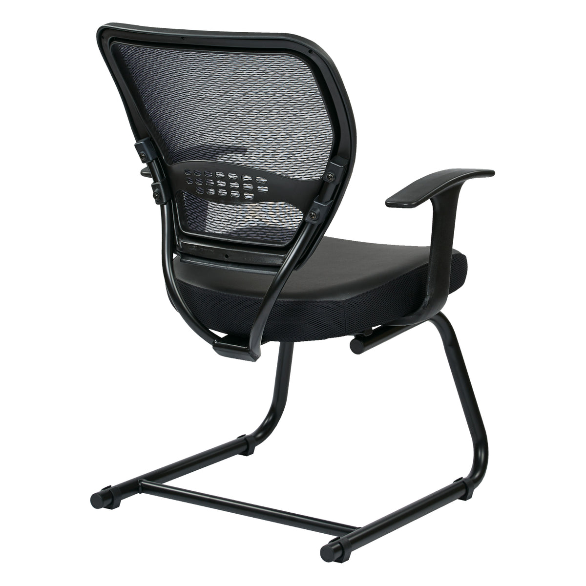 Professional Air Grid® Back Visitor’s Chair with Bonded Leather Seat, Fixed Arms and Sled Base