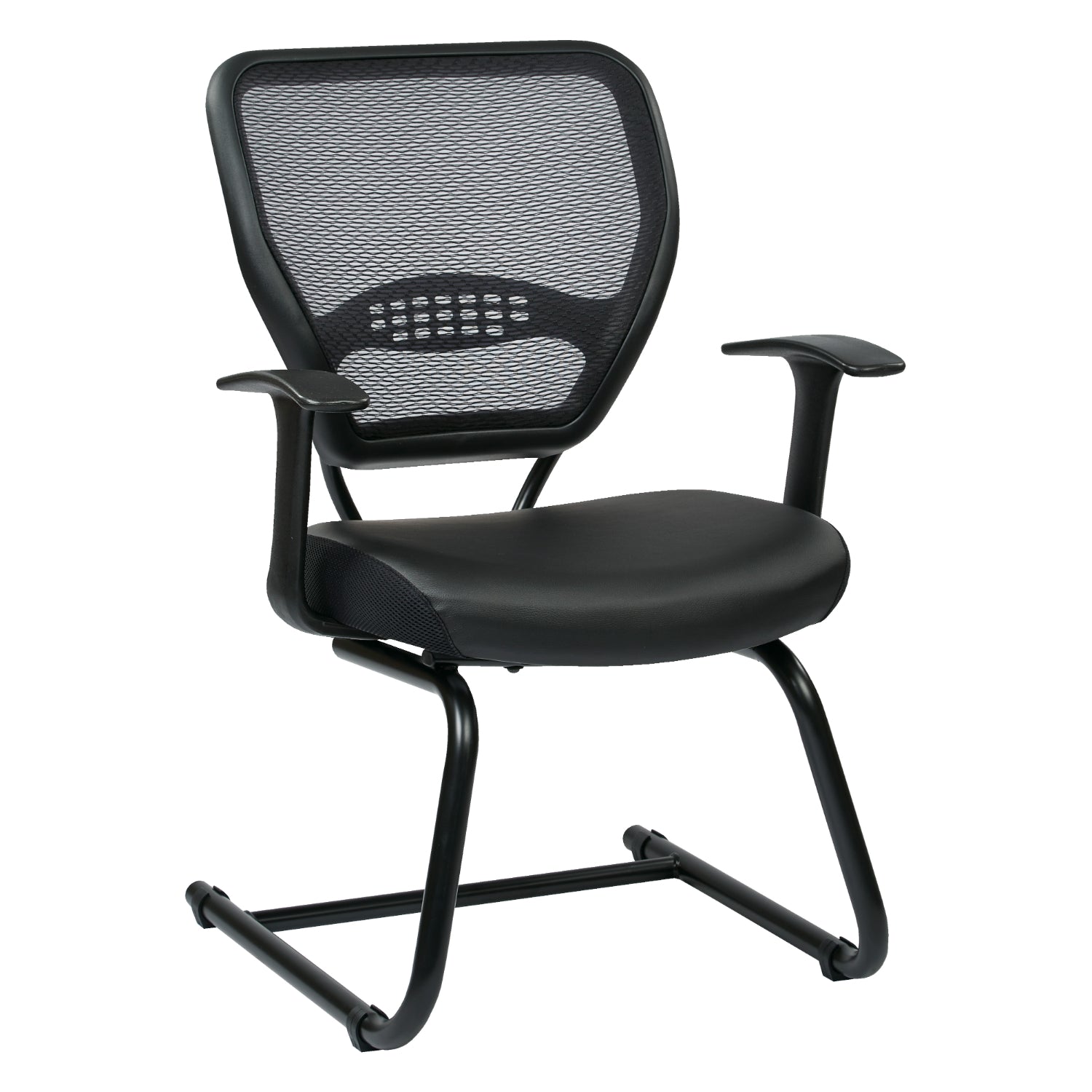 Professional Air Grid® Back Visitor’s Chair with Bonded Leather Seat, Fixed Arms and Sled Base