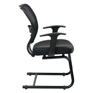 Professional Air Grid® Back Visitor’s Chair with Bonded Leather Seat, Fixed Arms and Sled Base