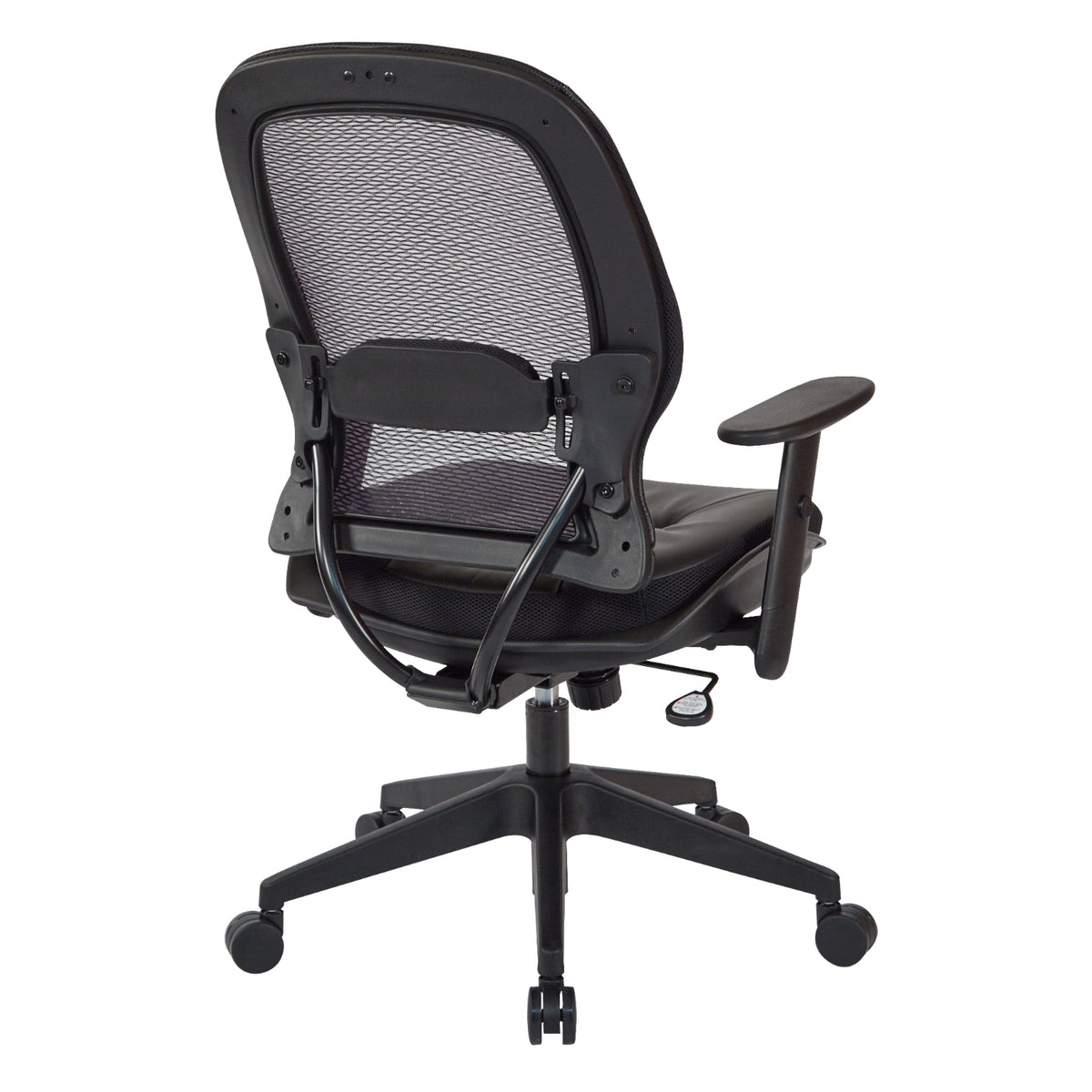 Dark Air Grid® Back and Bonded Leather Seat Manager’s Chair with Angled Adjustable Height Arms, Adjustable Lumbar Support and Angled Nylon Base