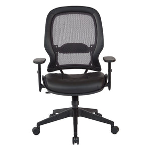 Dark Air Grid® Back and Bonded Leather Seat Manager’s Chair with Angled Adjustable Height Arms, Adjustable Lumbar Support and Angled Nylon Base