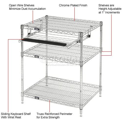 Global Industrial Mobile Computer Workstation, 34" H