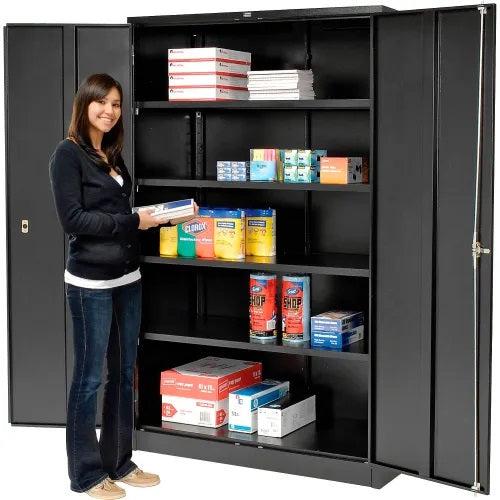 Global Industrial Storage Cabinet, Solid Door with Locking Handle, 48"W x 24"D x 78"H, Easy Assembly