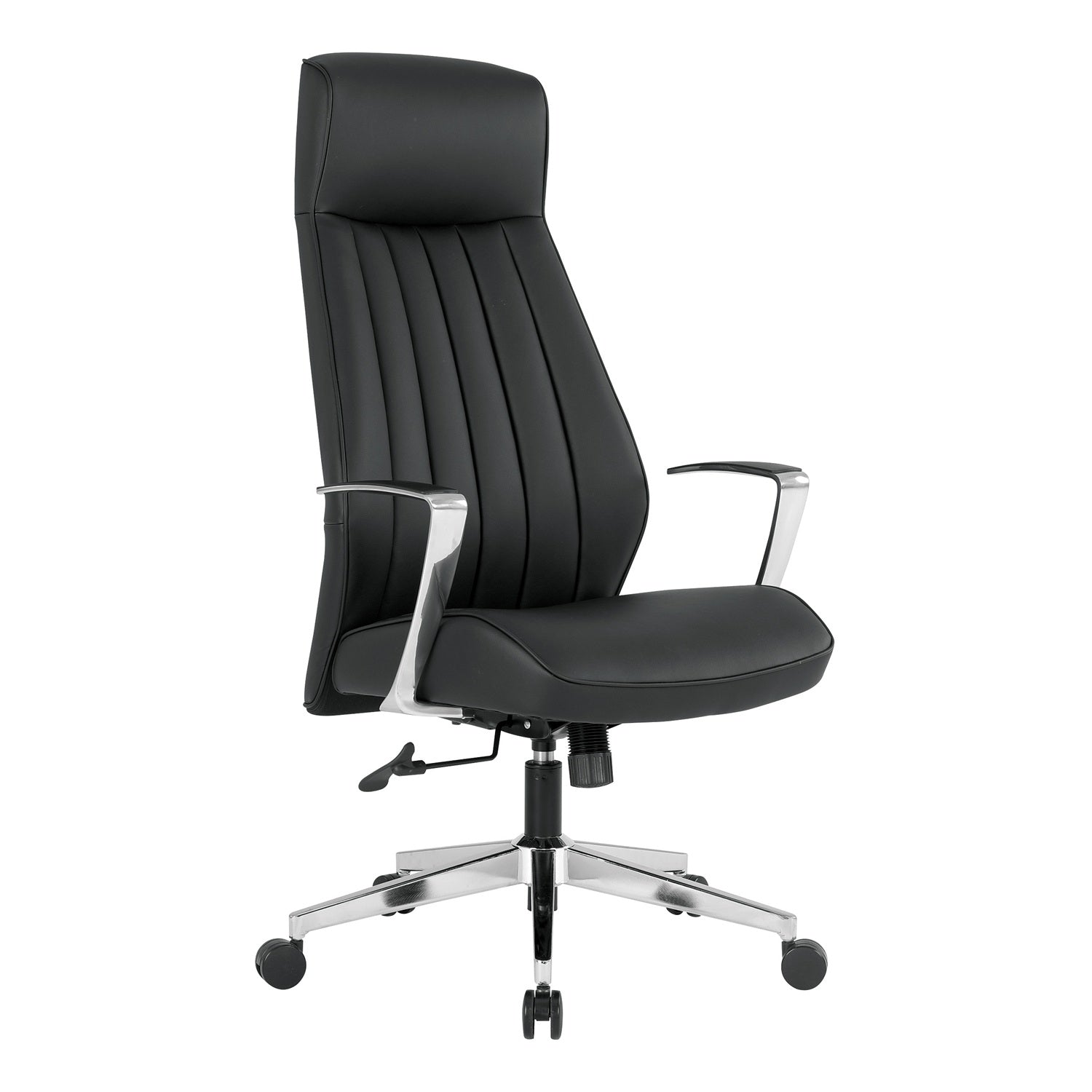 High-Back Silver Ion Technology Dillon Chair with Fixed Padded Aluminum Arms and Chrome Base