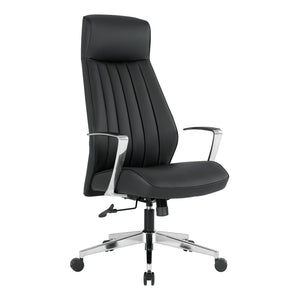 High-Back Silver Ion Technology Dillon Chair with Fixed Padded Aluminum Arms and Chrome Base
