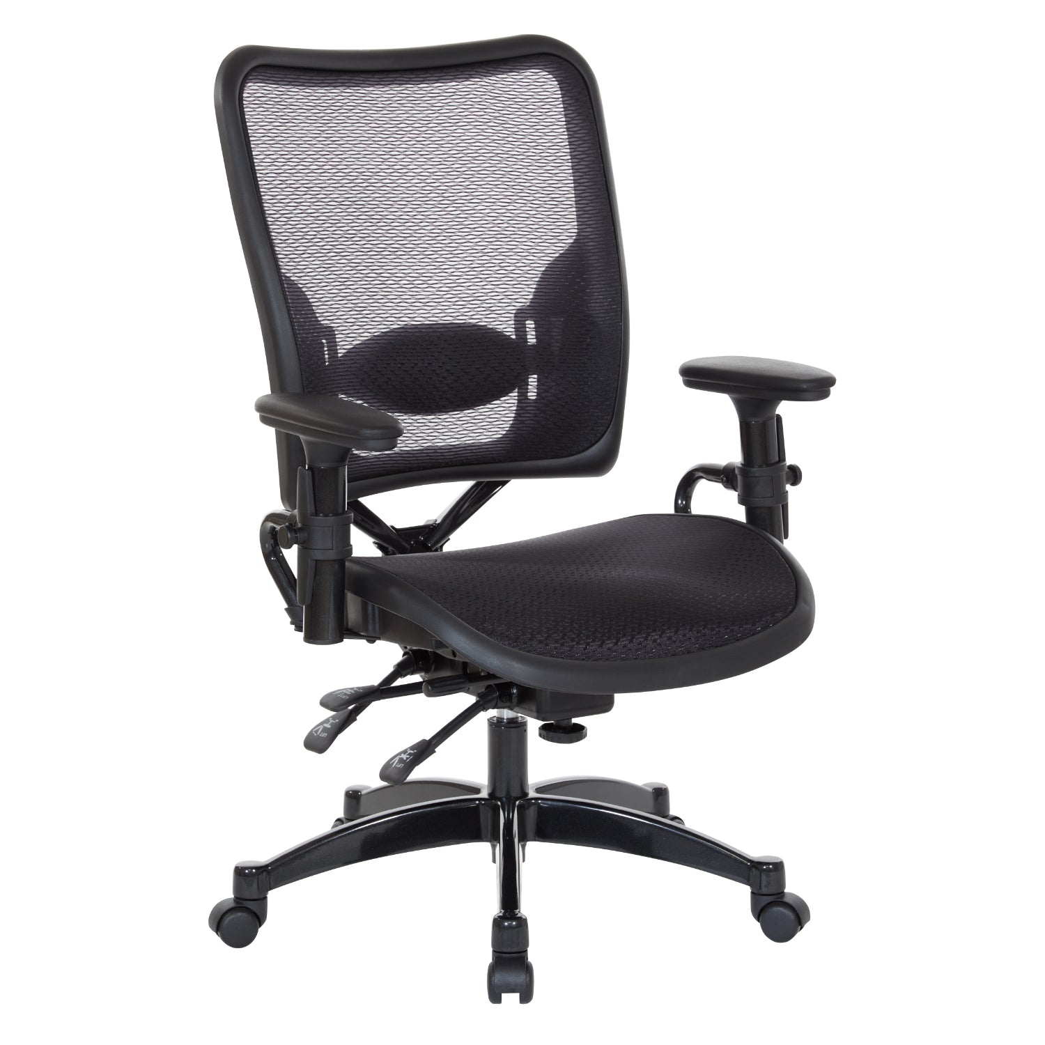 Dual Function Deluxe Air Grid® Seat and Back Manager's Chair with Adjustable Arms, Adjustable Lumbar and Industrial Steel Finish Base