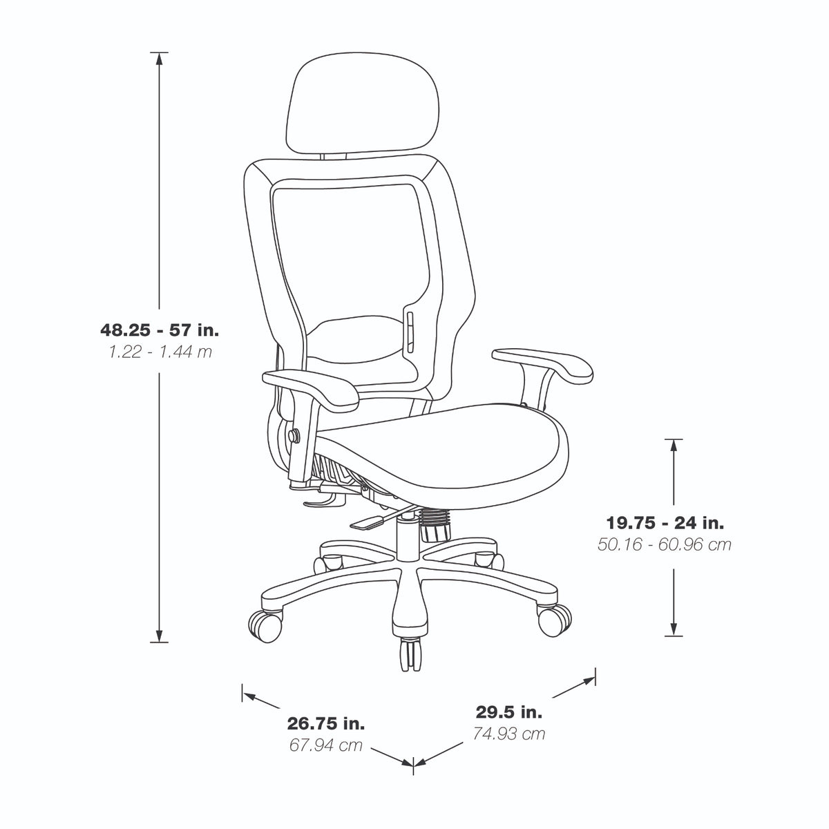 Big and Tall Air Grid® Seat and Back Manager's Chair with Adjustable Headrest, Adjustable Lumbar Support, 2-Way Adjustable Arms and Aluminum Silver Base