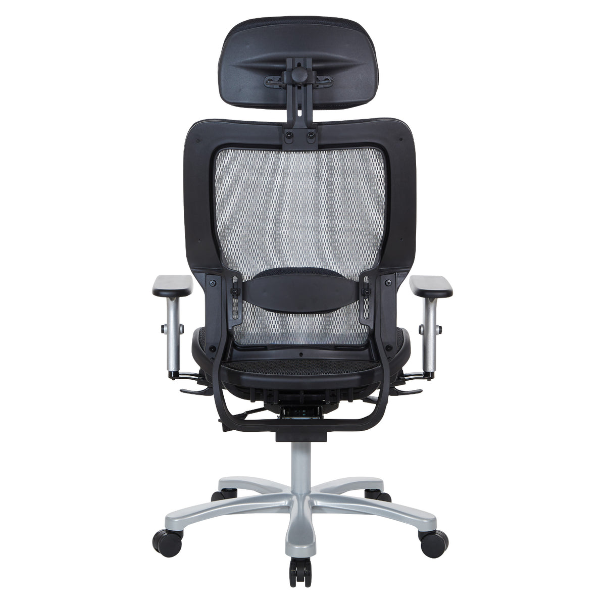 Big and Tall Air Grid® Seat and Back Manager's Chair with Adjustable Headrest, Adjustable Lumbar Support, 2-Way Adjustable Arms and Aluminum Silver Base