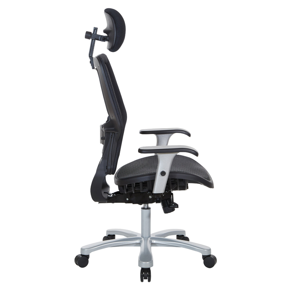Big and Tall Air Grid® Seat and Back Manager's Chair with Adjustable Headrest, Adjustable Lumbar Support, 2-Way Adjustable Arms and Aluminum Silver Base