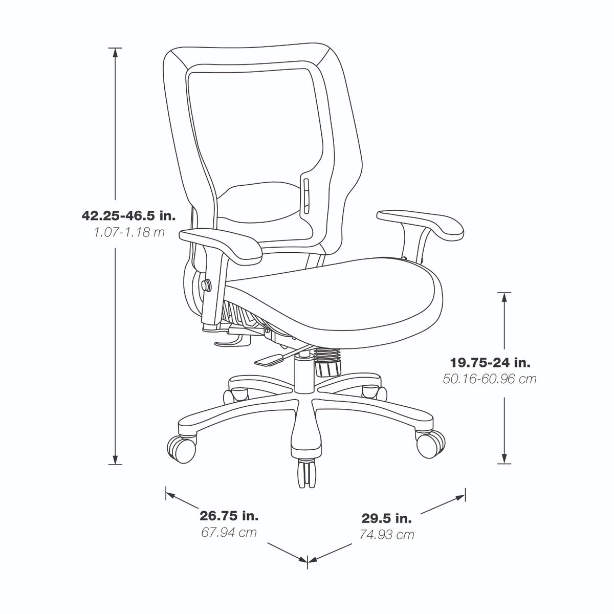 Big and Tall Air Grid® Seat and Back Manager's Chair with Adjustable Lumbar Support, 2-Way Adjustable Arms and Aluminum Silver Base