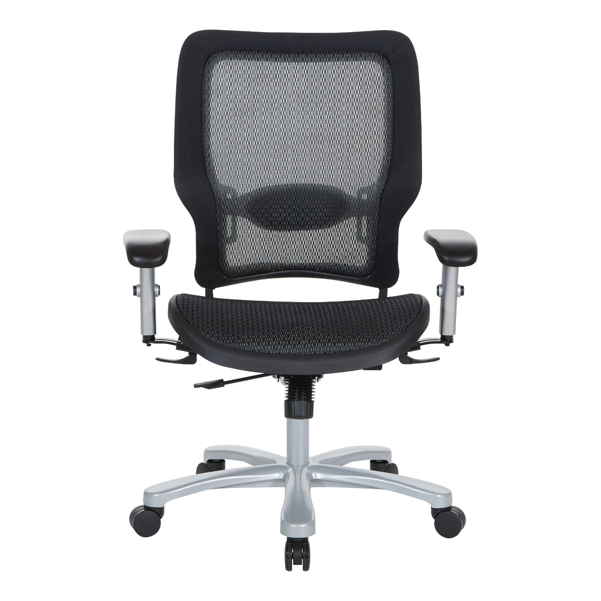 Big and Tall Air Grid® Seat and Back Manager's Chair with Adjustable Lumbar Support, 2-Way Adjustable Arms and Aluminum Silver Base