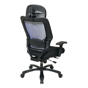 Big and Tall Deluxe Air Grid® Back Manager’s Chair with Black Mesh Seat, Adjustable Headrest, 2-Way Adjustable Arms, Adjustable Lumbar and Industrial Steel Finish Base