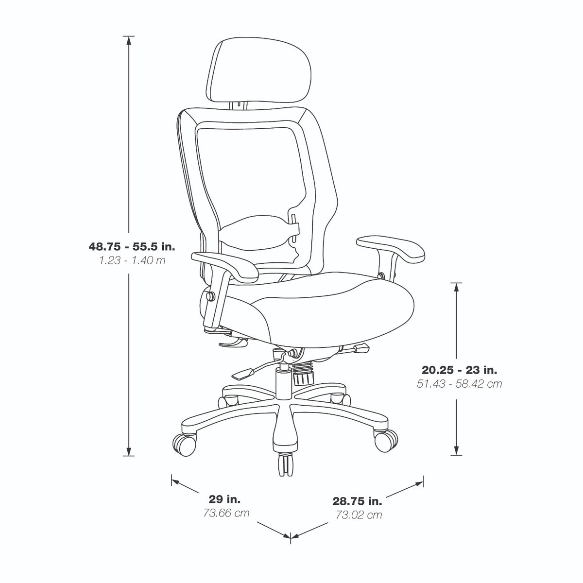 Big and Tall Deluxe Air Grid® Back Manager’s Chair with Black Mesh Seat, Adjustable Headrest, 2-Way Adjustable Arms, Adjustable Lumbar and Industrial Steel Finish Base