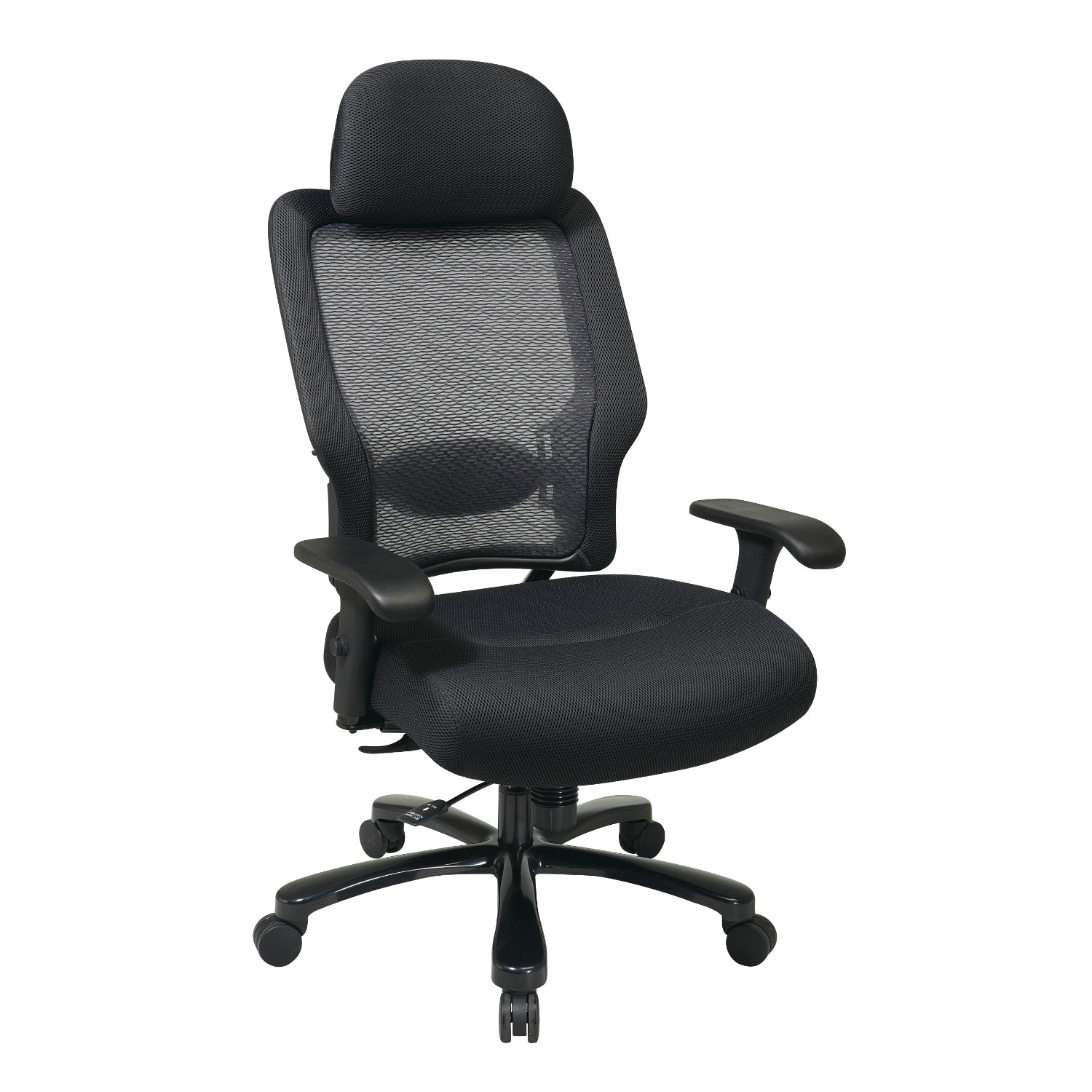 Big and Tall Deluxe Air Grid® Back Manager’s Chair with Black Mesh Seat, Adjustable Headrest, 2-Way Adjustable Arms, Adjustable Lumbar and Industrial Steel Finish Base