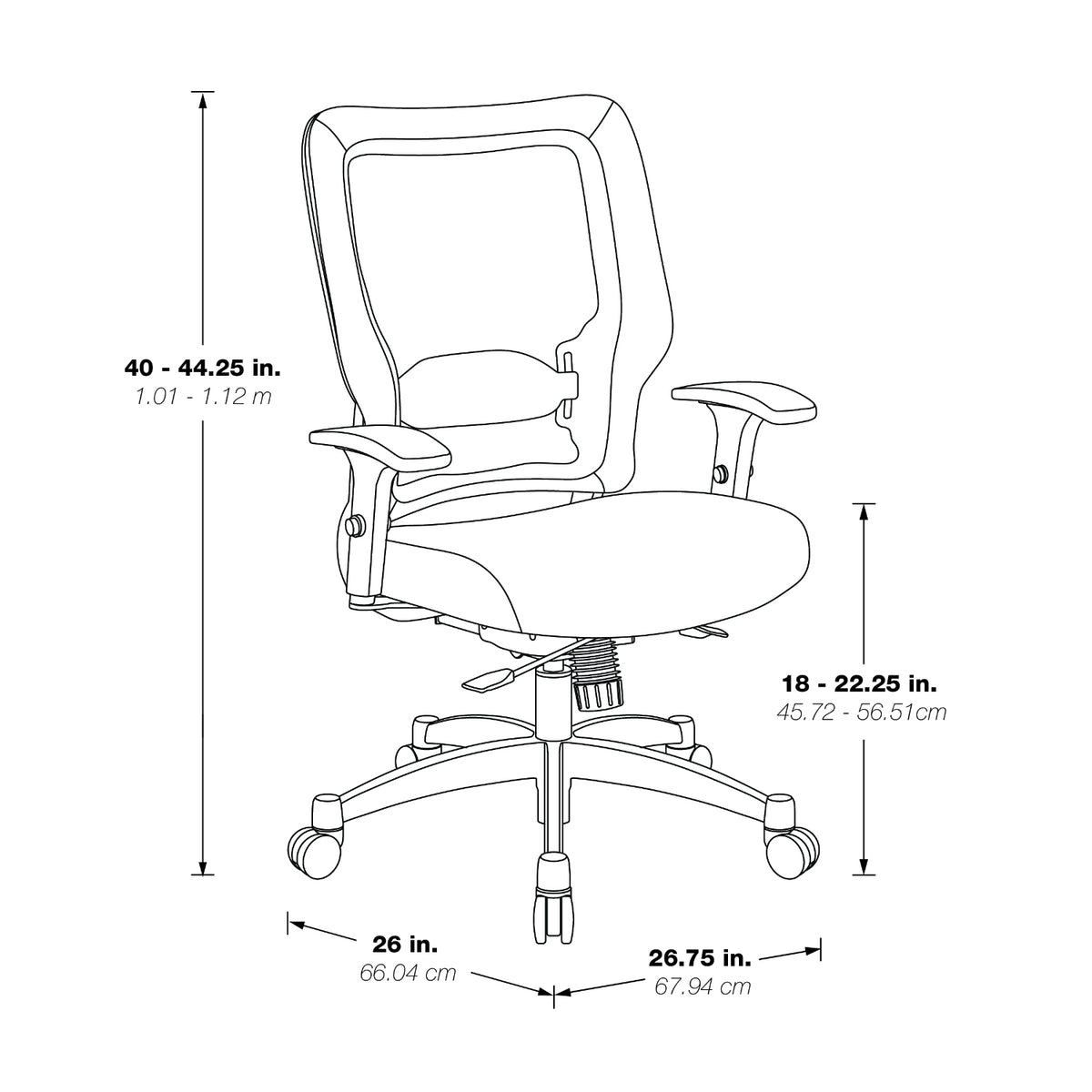 Black Vertical Mesh Back Manager's Chair with Black Bonded Leather Seat, Height Adjustable Chrome Arms, Height and Depth Adjustable Lumbar Support and Polished Aluminum Base