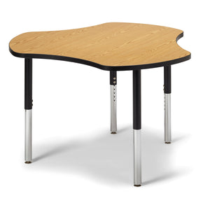 Jonti-Craft® Berries® Collaborative Hub Table, 44" x 47", Oak Top with  Black Edge and Legs