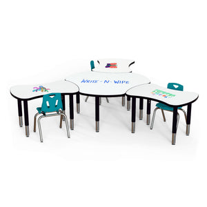 Jonti-Craft® Berries® Dry Erase Collaborative Hub Table, 44" x 47", Dry Erase Top with Black Edge and Legs