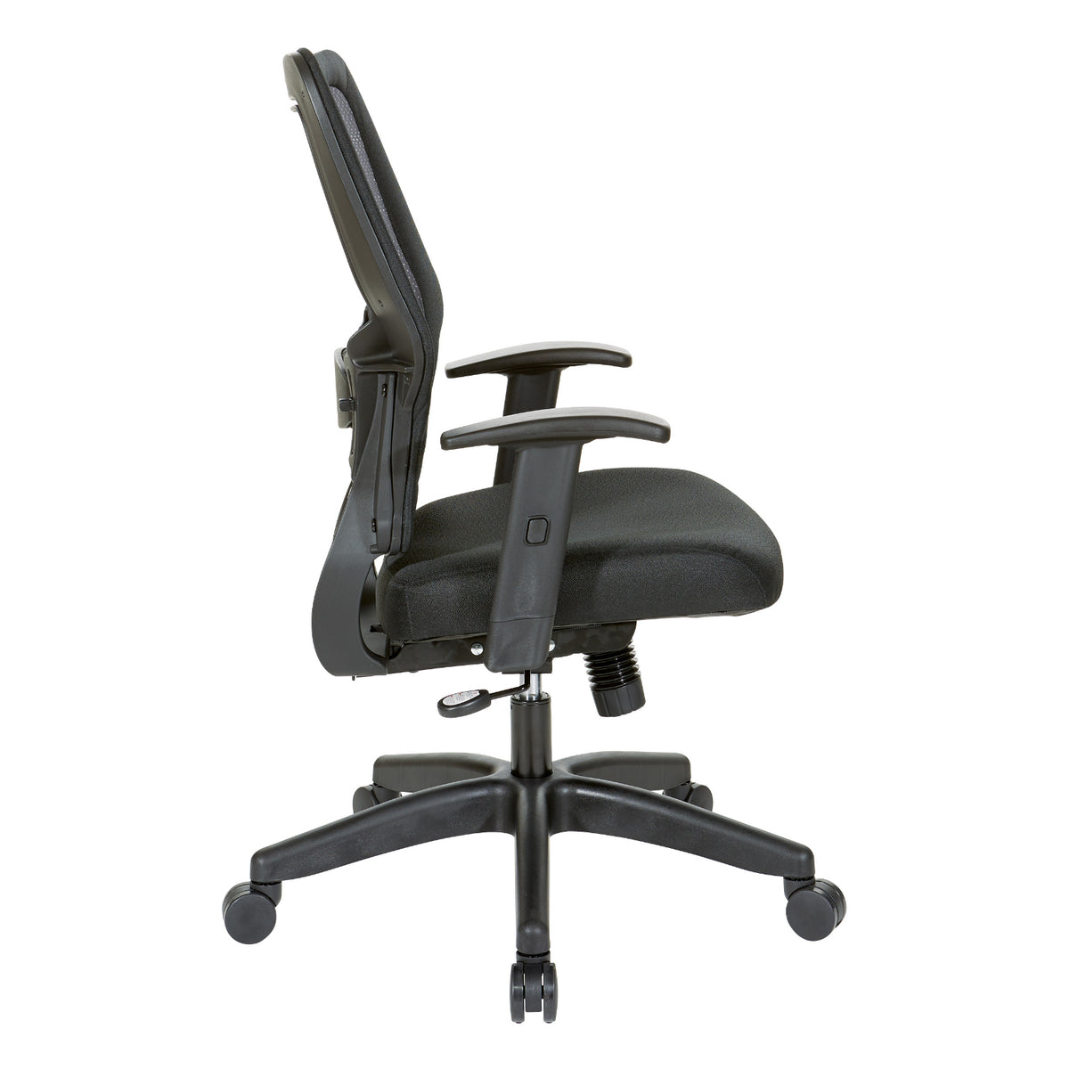 24/7 High Intensity Use Dark Air Grid® Back Manager's Chair with Memory Foam Black Mesh Seat,  Adjustable Lumbar Support, Adjustable Arms and Black Angled Nylon Base