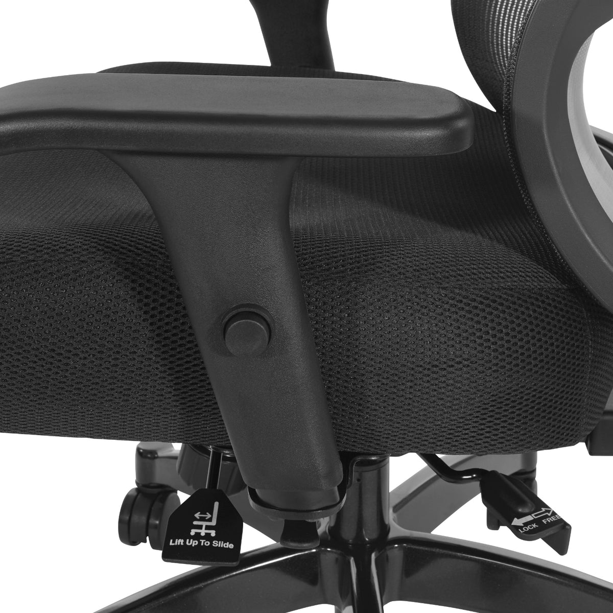 Big & Tall Black Vertical Matrix Back and Black Fabric Seat Manager’s Chair with Height Adjustable Back, Self-Adjusting Lumbar Support, 2-Way Adjustable Arms with PU Pads, and Industrial Steel Finish Base