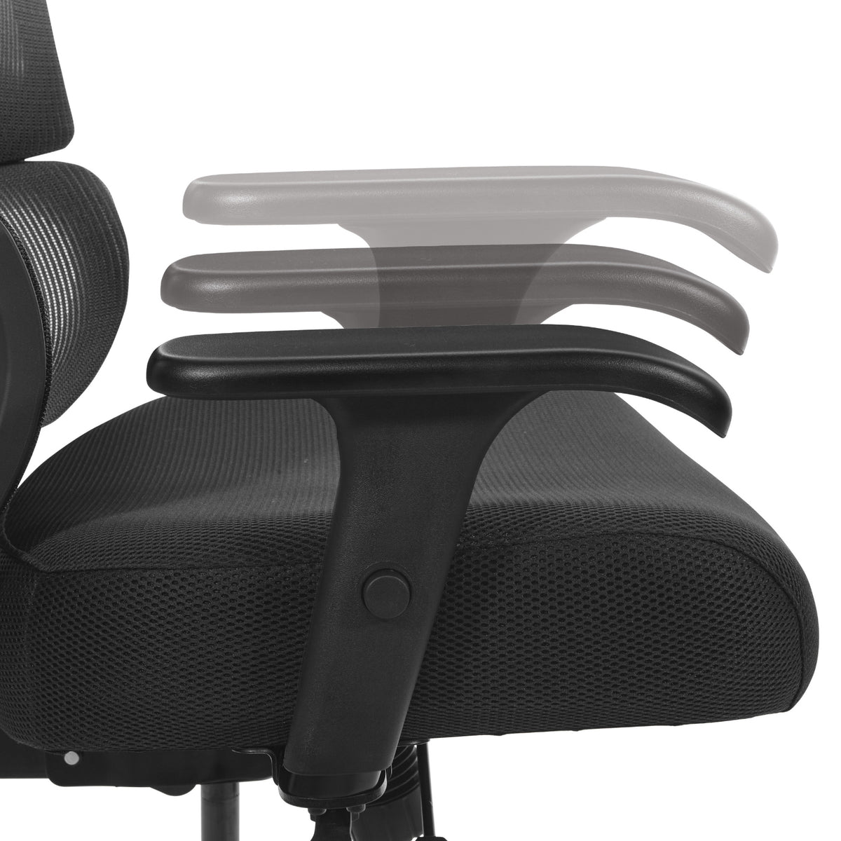 Big & Tall Black Vertical Matrix Back and Black Fabric Seat Manager’s Chair with Height Adjustable Back, Self-Adjusting Lumbar Support, 2-Way Adjustable Arms with PU Pads, and Industrial Steel Finish Base