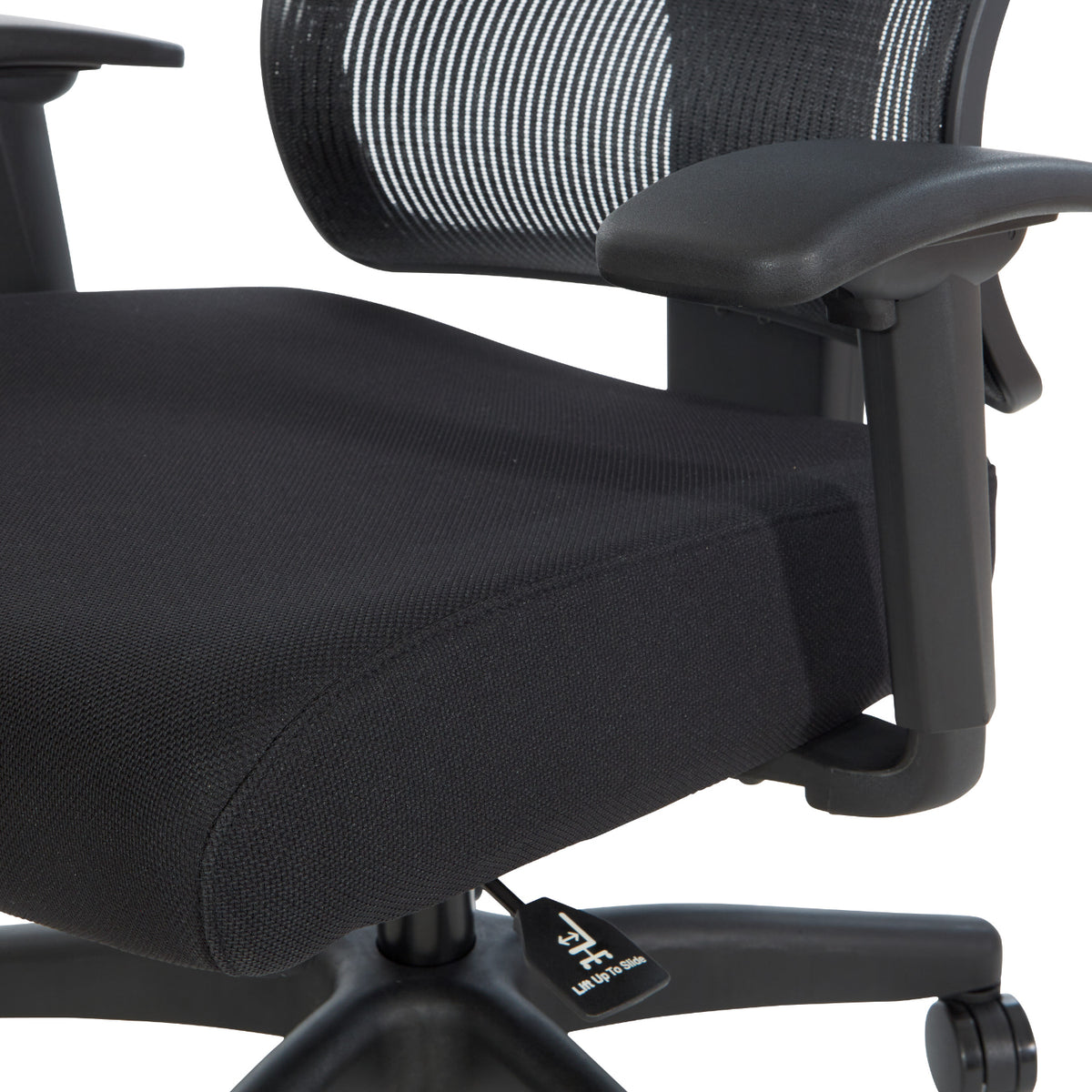 Black Vertical Matrix Back and Black Fabric Seat Manager's Chair w/Height Adjustable Back, Self-Adjusting Lumbar Support, Height Adjustable Arms, 2-Way Adjustable Headrest, & Black Nylon Base