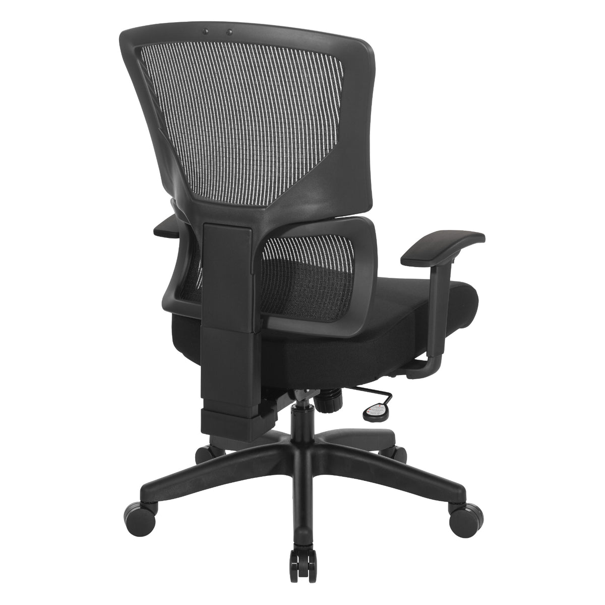 Black Vertical Matrix Back and Black Fabric Seat Manager's Chair with Height Adjustable Back, Self-Adjusting Lumbar Support, Height Adjustable Arms, and Black Nylon Base