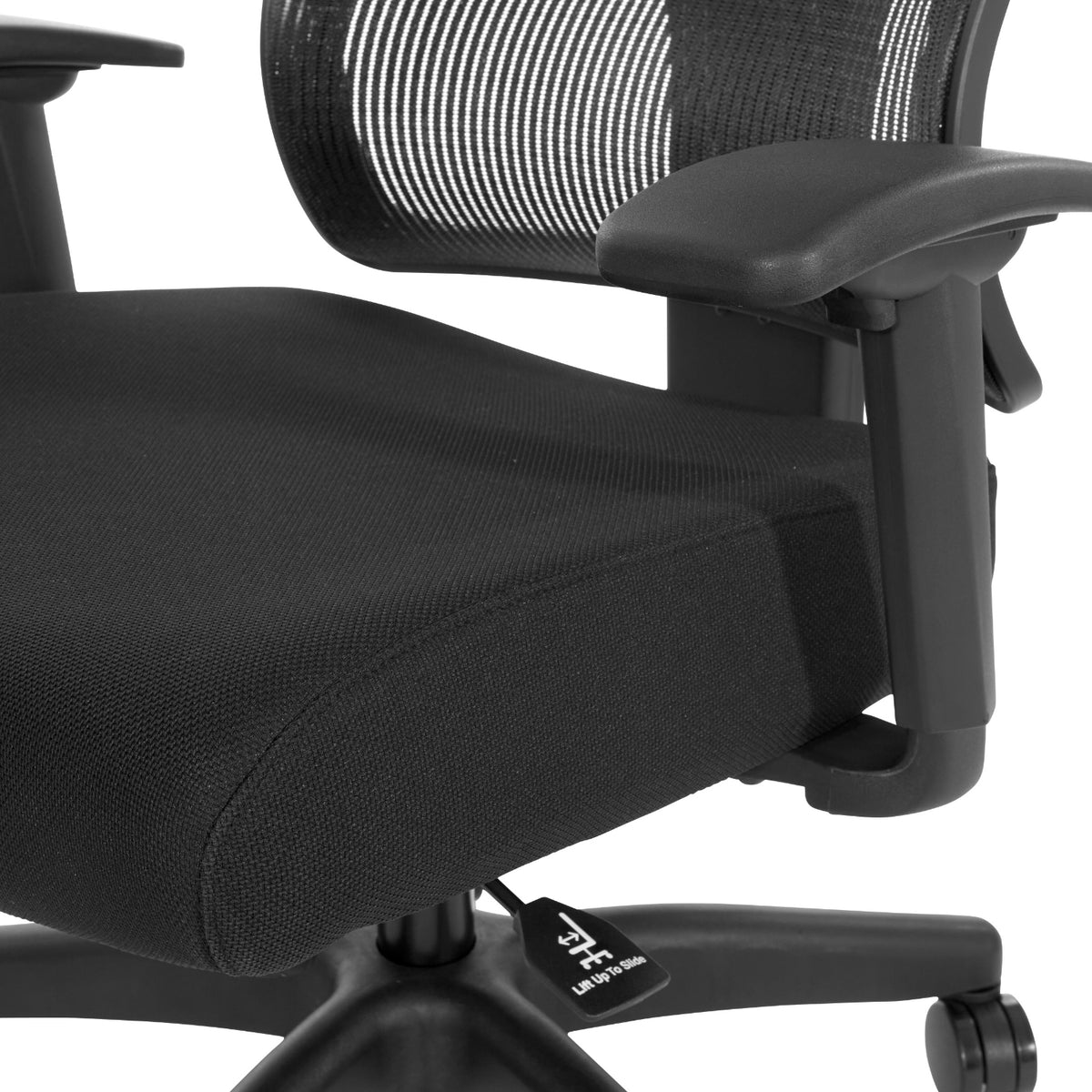 Black Vertical Matrix Back and Black Fabric Seat Manager's Chair with Height Adjustable Back, Self-Adjusting Lumbar Support, Height Adjustable Arms, and Black Nylon Base