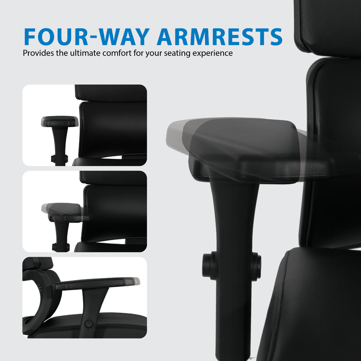 Manager’s Chair with Silver Ion Technology Dillon Black Seat and Back, Height Adjustable Ratchet Back, Self Adjusting Lumbar Support, 4-Way Adjustable Arms, Adjustable Headrest and  Polished Aluminum Base