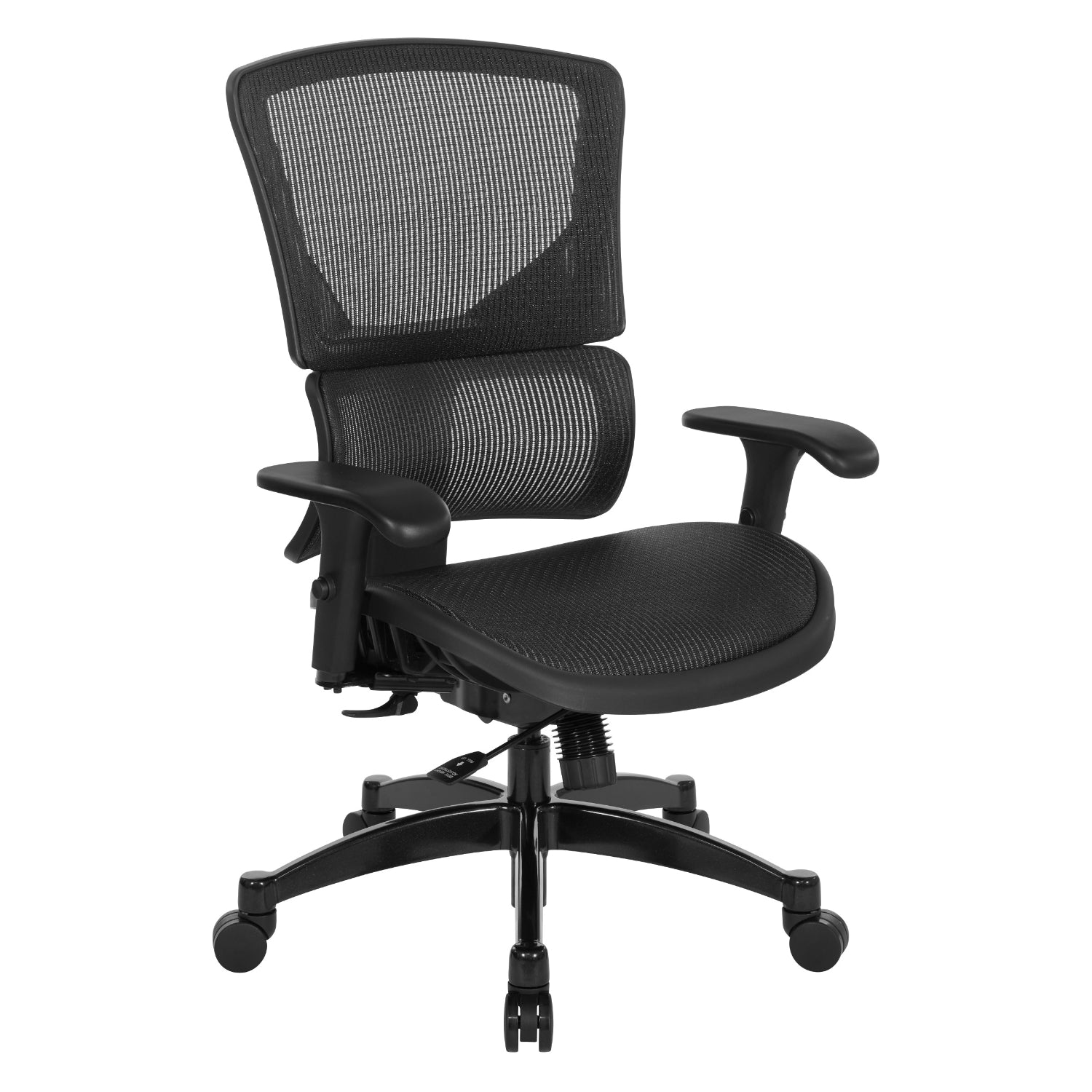 Big & Tall Black Vertical Matrix Seat and Back Manager’s Chair with Height Adjustable Back, Self-Adjusting Lumbar Support, 2-Way Adjustable Arms with PU Pads and Industrial Steel Finish Base