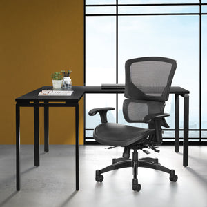 Big & Tall Black Vertical Matrix Seat and Back Manager’s Chair with Height Adjustable Back, Self-Adjusting Lumbar Support, 2-Way Adjustable Arms with PU Pads and Industrial Steel Finish Base