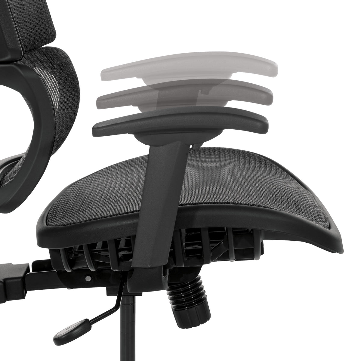 Black Vertical Matrix Seat and Back Manager's Chair with Height Adjustable Back, Self-Adjusting Lumbar Support, Height Adjustable Arms, 2-Way Adjustable Headrest, and Black Nylon Base