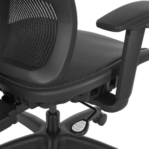 Black Vertical Matrix Seat and Back Manager's Chair with Height Adjustable Back, Self-Adjusting Lumbar Support, Height Adjustable Arms, 2-Way Adjustable Headrest, and Black Nylon Base