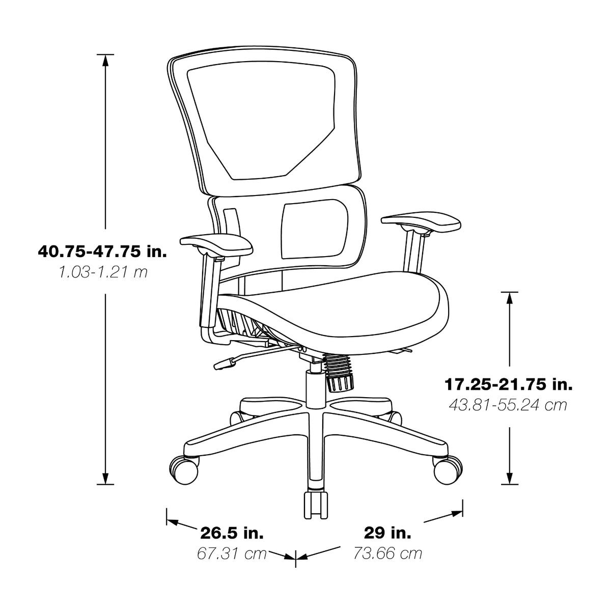 Black Vertical Matrix Seat and Back Manager's Chair with Height Adjustable Back, Self Adjusting Lumbar Support, Height Adjustable Arms, and Black Nylon Base