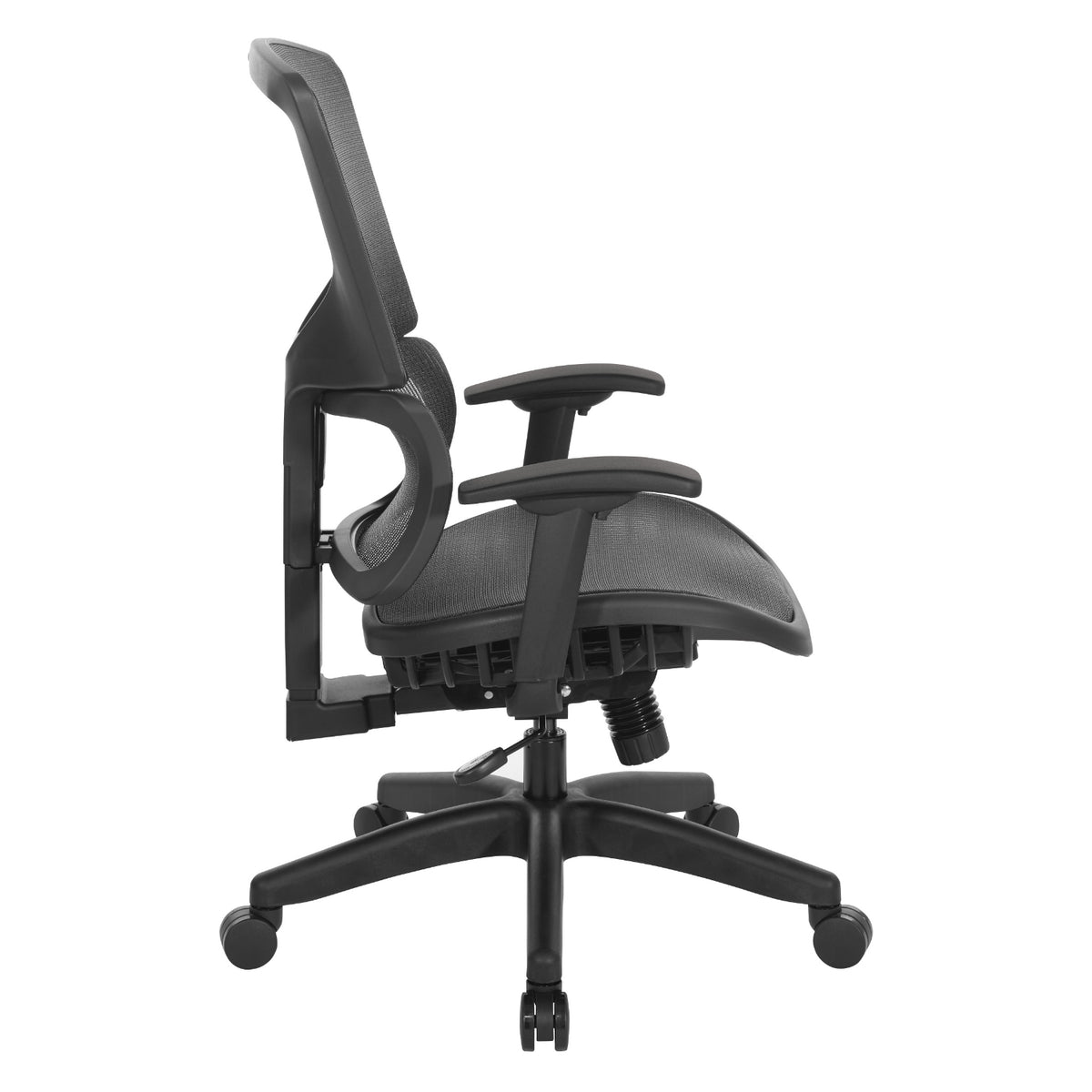 Black Vertical Matrix Seat and Back Manager's Chair with Height Adjustable Back, Self Adjusting Lumbar Support, Height Adjustable Arms, and Black Nylon Base