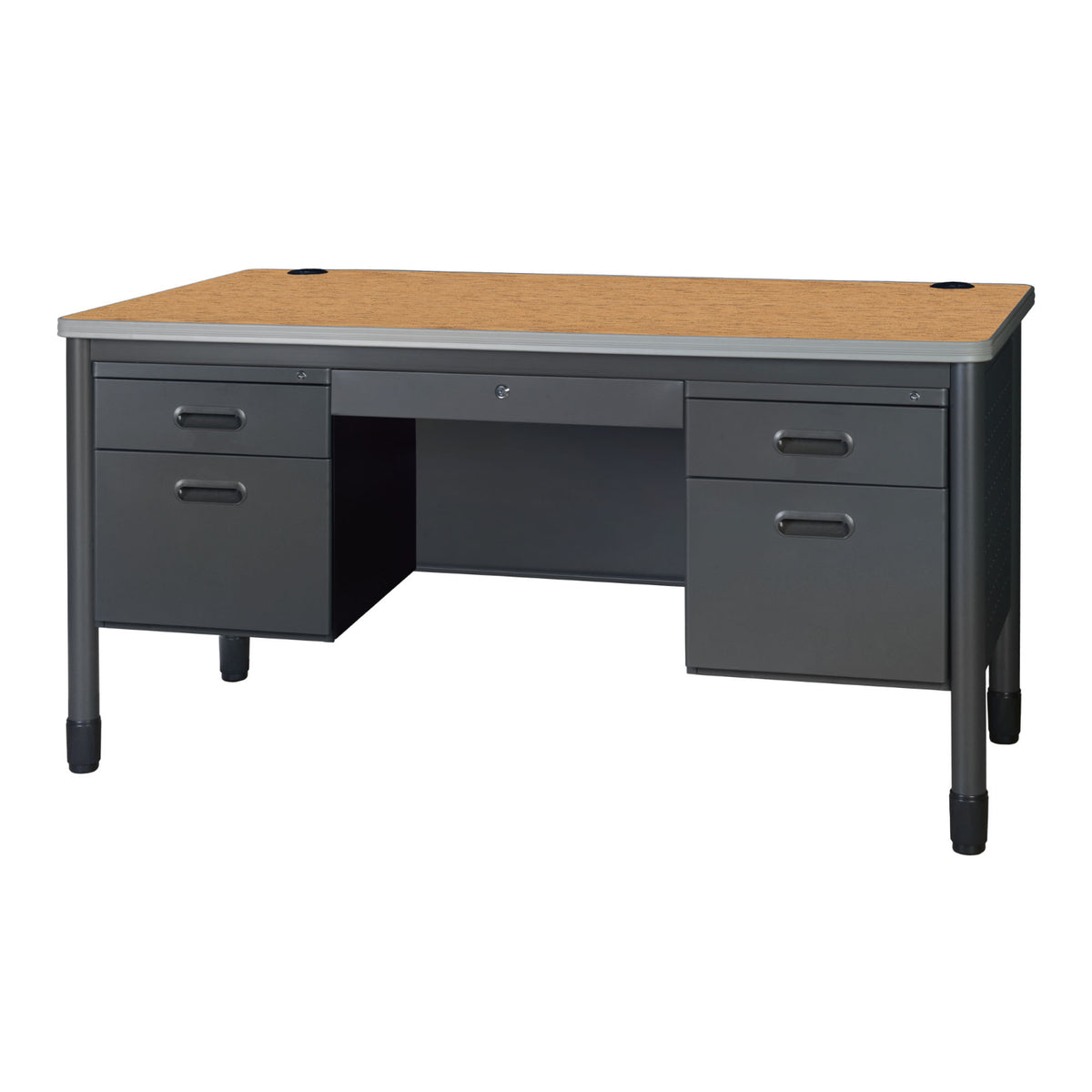Mesa Metal Double Pedestal Teacher's Desk with Center Drawer, 60" x 30"