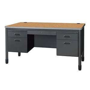 Mesa Metal Double Pedestal Teacher's Desk with Center Drawer, 60" x 30"