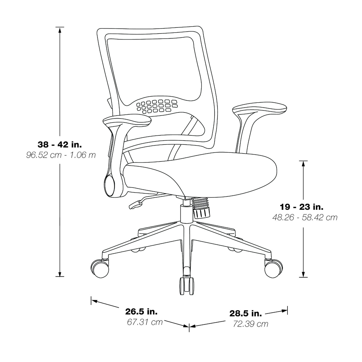 Dark Air Grid® Back and Mesh Seat Manager’s Chair with 2-to-1 Synchro Tilt, Flip Arms and Angled Nylon Base